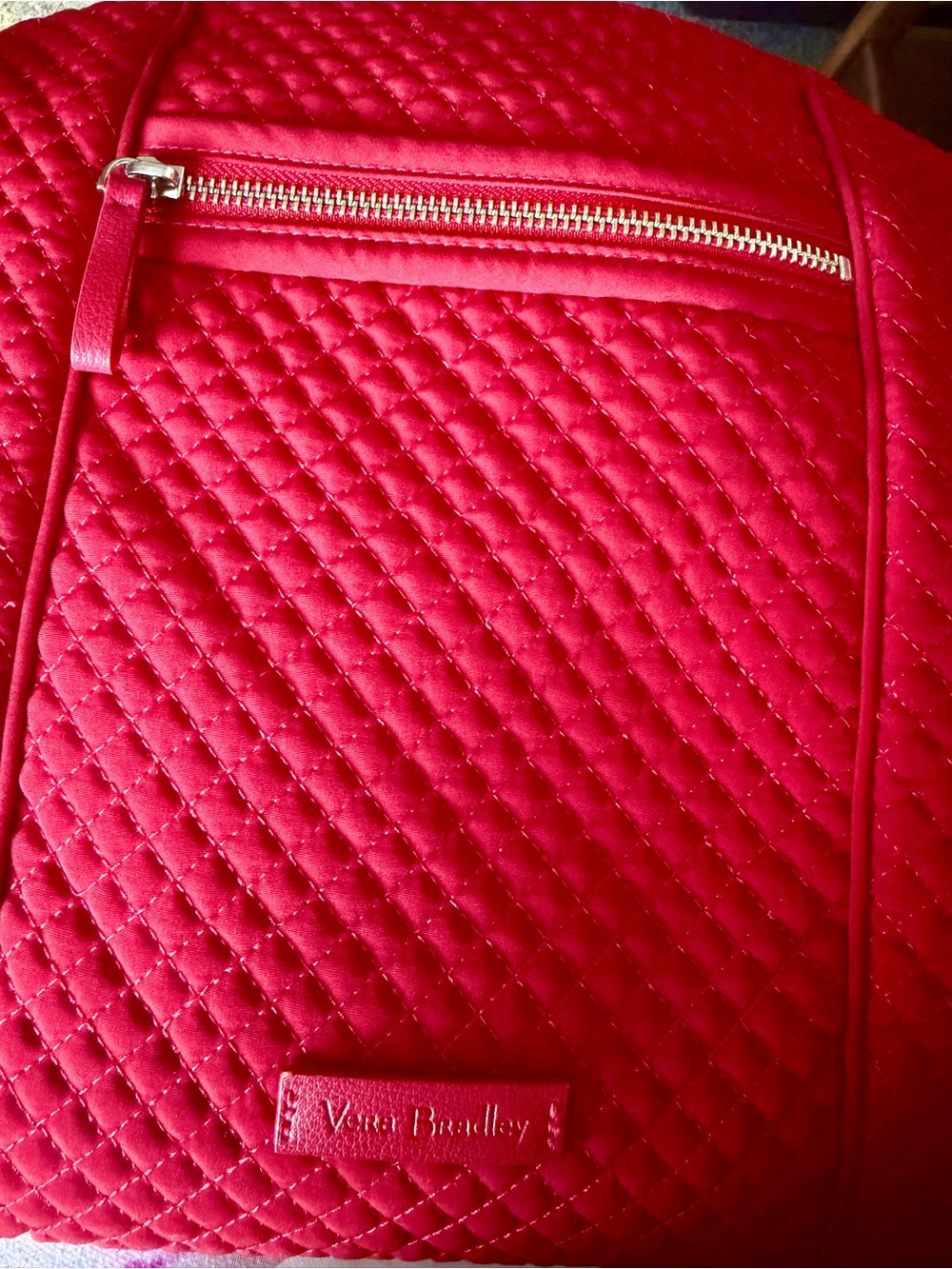 Vera Bradley Bright Red Quilted Crossbody Shoulder Bag - Picture 7 of 10
